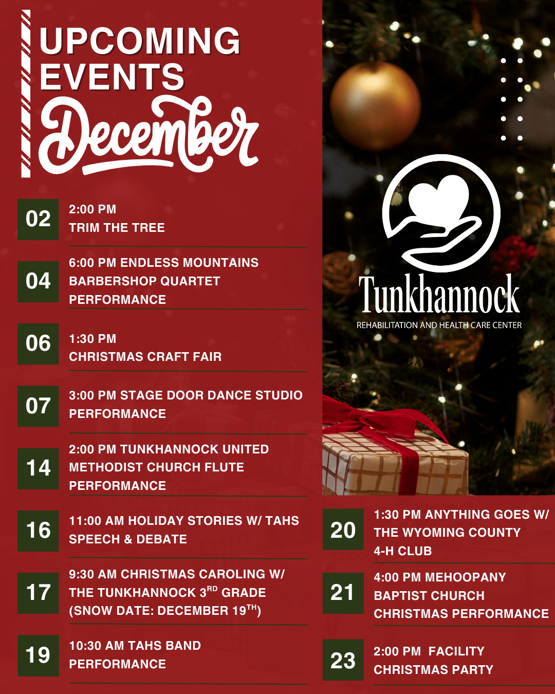 Tunkhannock Upcoming December Events